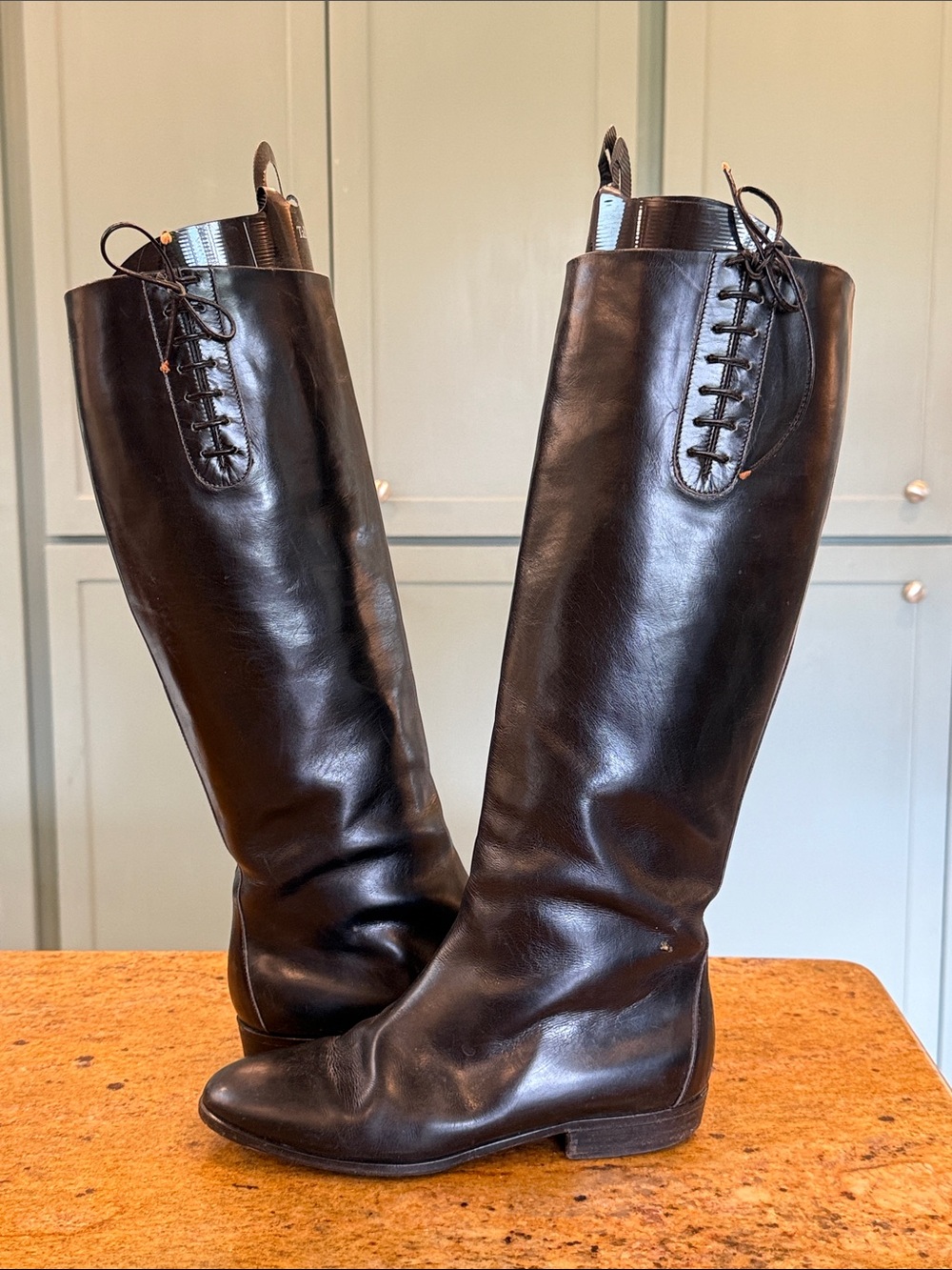 GUCCI VINTAGE Black Leather Tall Boots